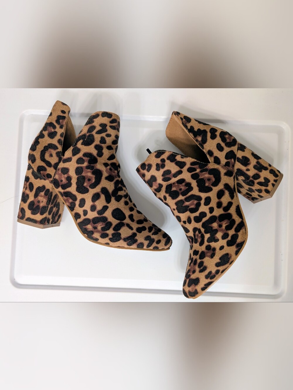 Source Unknown Leopard Print Ankle Booties - Black & Brown